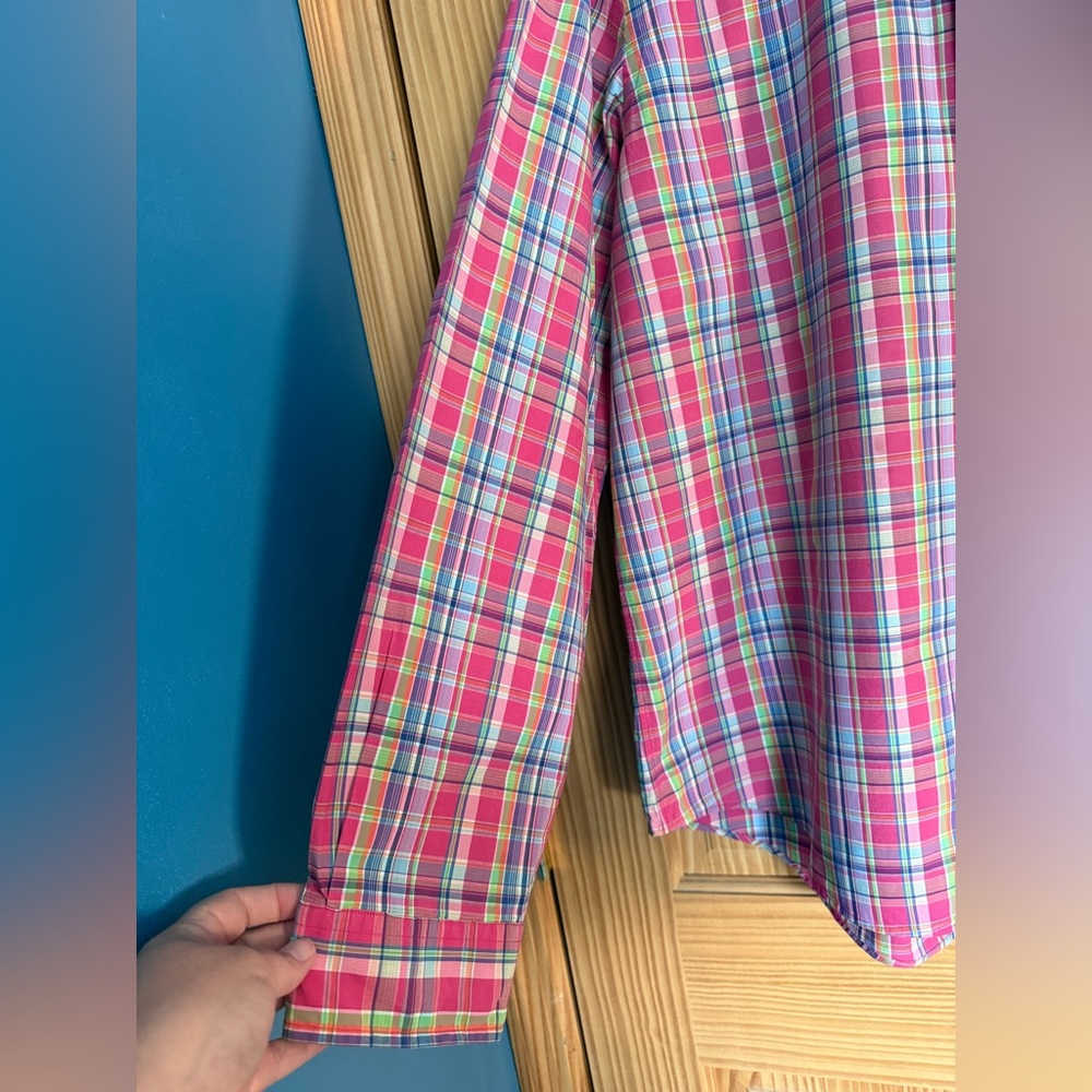 Ralph Lauren Men's Pink Vibrant Plaid Button-Down Long Sleeve Shirt Size XL - Picture 6 of 7